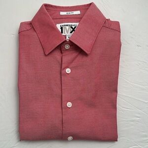 Express 1MX Slim Fit heather red stretch dress shirt